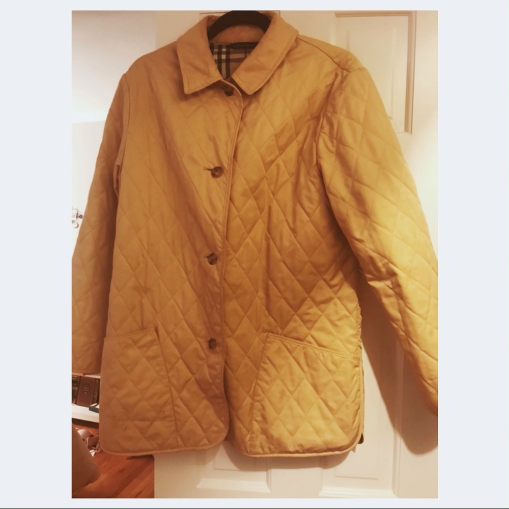 Yellow Burberry quilted coat